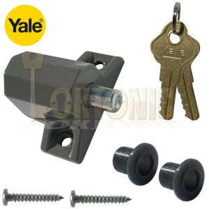 Yale P114 Sliding Patio Door Push Plunger Lock Grey (P-114-DMG)