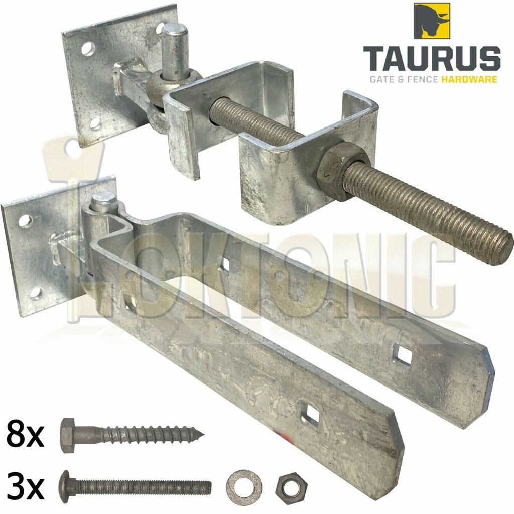 Galvanised 4pc Heavy Duty Adjustable Field Gate Hinge Set With Hook On ...