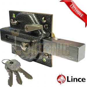 Lince Black Lock High Security Heavy Duty Garden Gate Shed Garage Sliding Bolt