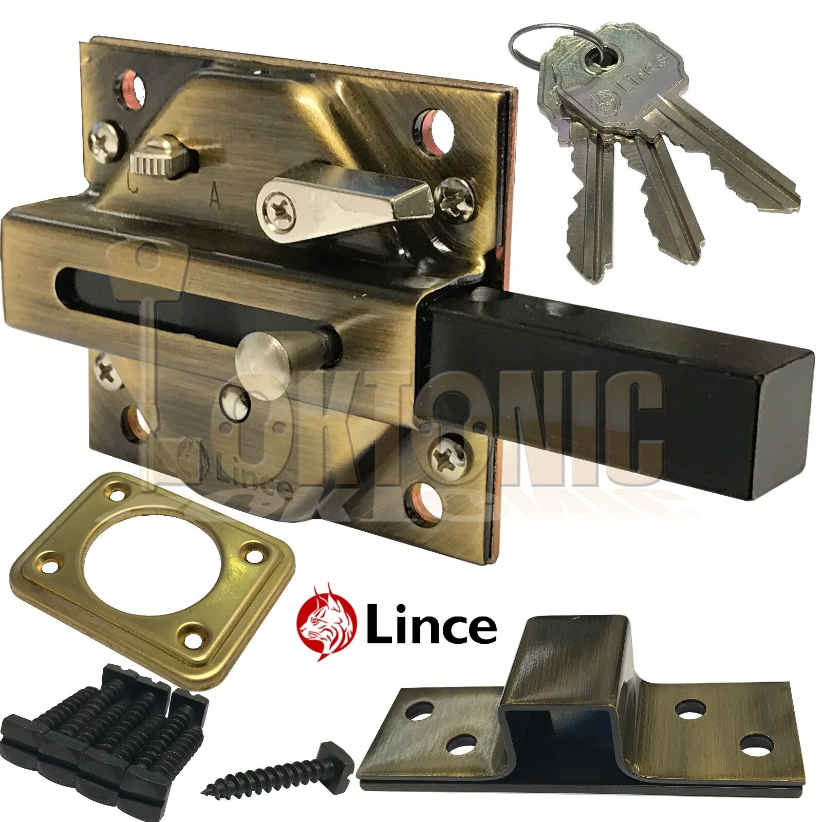 Lince High Security Heavy Duty Euro Gate Slide Rim Dead Bolt Lock Sheds Doors 