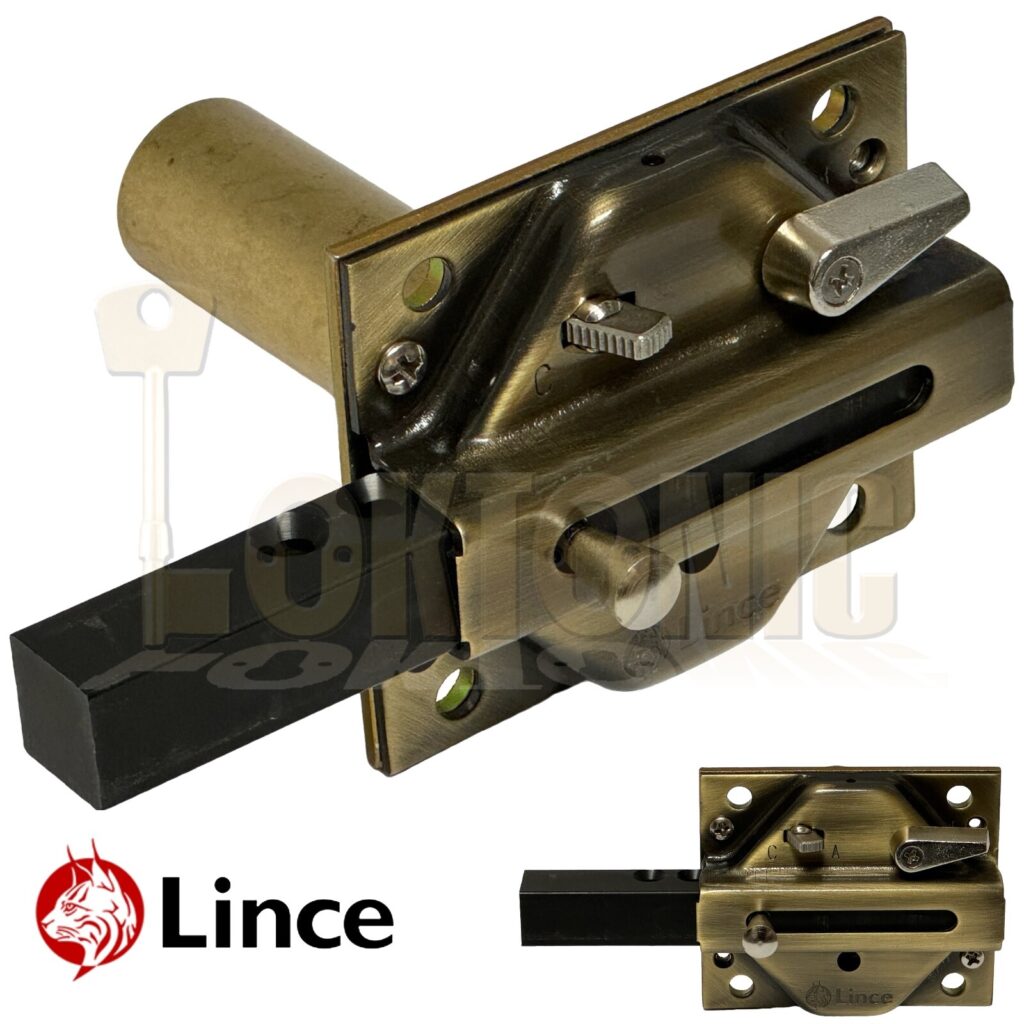 Lince Rim Door Lock With Built-In Alarm – High Security Sliding Deadbolt For Front Door